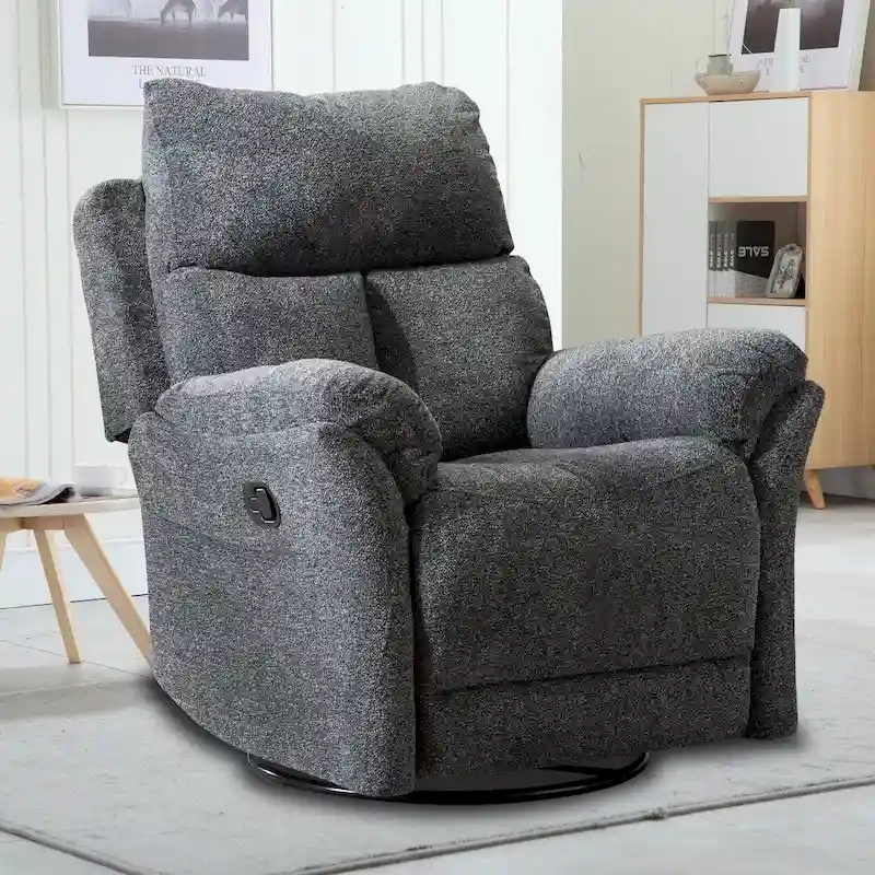 Fabric Swivel Rocker Recliner Chair with Footrest