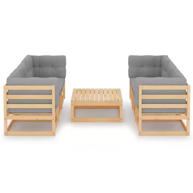 vidaXL Garden Lounge Set Natural wood, Grey