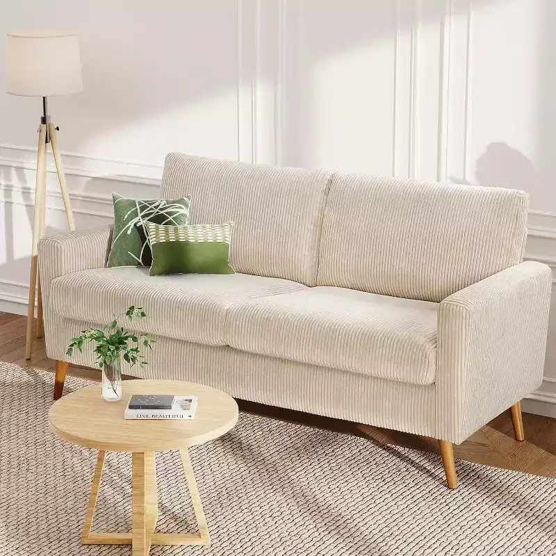 Dyonery 68 Sofa Fabric Couch Comfy Loveseat with Spring Cushion Solid Wood , Modern Deep Seat