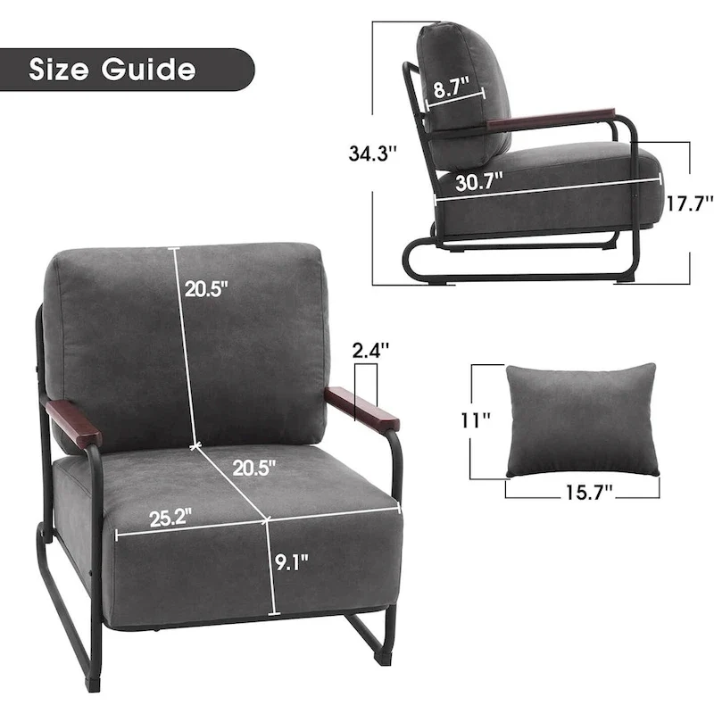 MCombo set of 2 Modern Accent Armchair with Steel Legs, Leathaire fabric HQ102