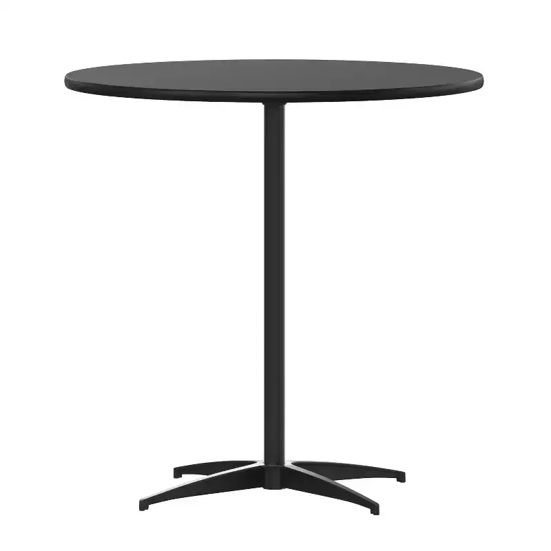 Emma and Oliver 30 Round Wood Cocktail Table with 30 and 42 Columns