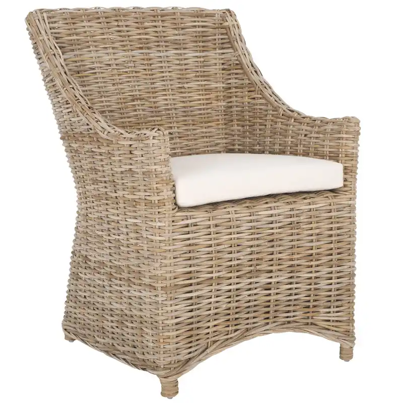 SAFAVIEH Cheryle Wicker Washed Brown Wingback Arm Chair (Fully Assembled) - 26 W x 23 D x 34 H - 26Wx23Dx34H