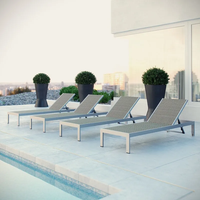 Shore Aluminum Outdoor Chaise Set of 4