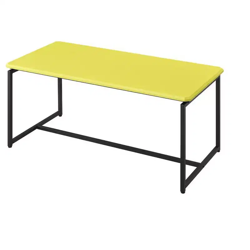 Gaetano 3 Piece Yellow Carbon Fiber Wrap Coffee Table Set, 39.5W Coffee Table with 2 End Tables MDF Top Metal Frame