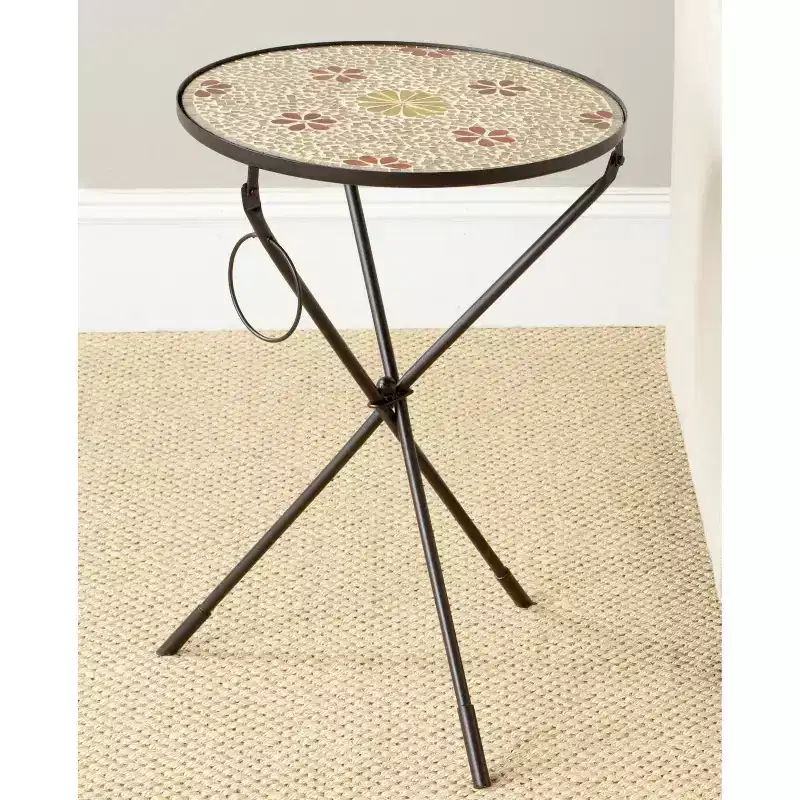Solinus Side Table - FOX3205A - Gold/Black - Safavieh Couture