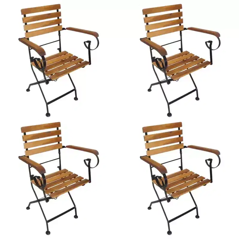 vidaXL Folding Chair Set of 4 Brown and Black