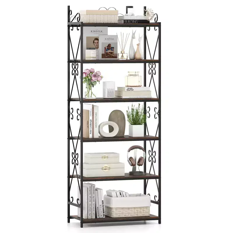 Costway 1/2 PCS 6-Tier Bookshelf 71.5 Industrial Tall Bookcase w/ Open Shelves for Study