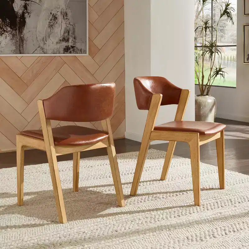 Abstergo Modern Scandinavian Wood Finish Dining Chair (Set of 2) - iNSPIREQ