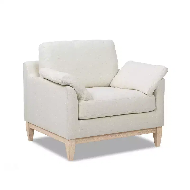 36 Wide Modern Farmhouse Accent Arm Chair in Flax White