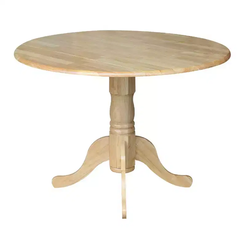 42" Dual Table with 2 Windsor Chairs Dining Sets Natural - International Concepts: Round Hardwood 3-Piece, Pedestal Base