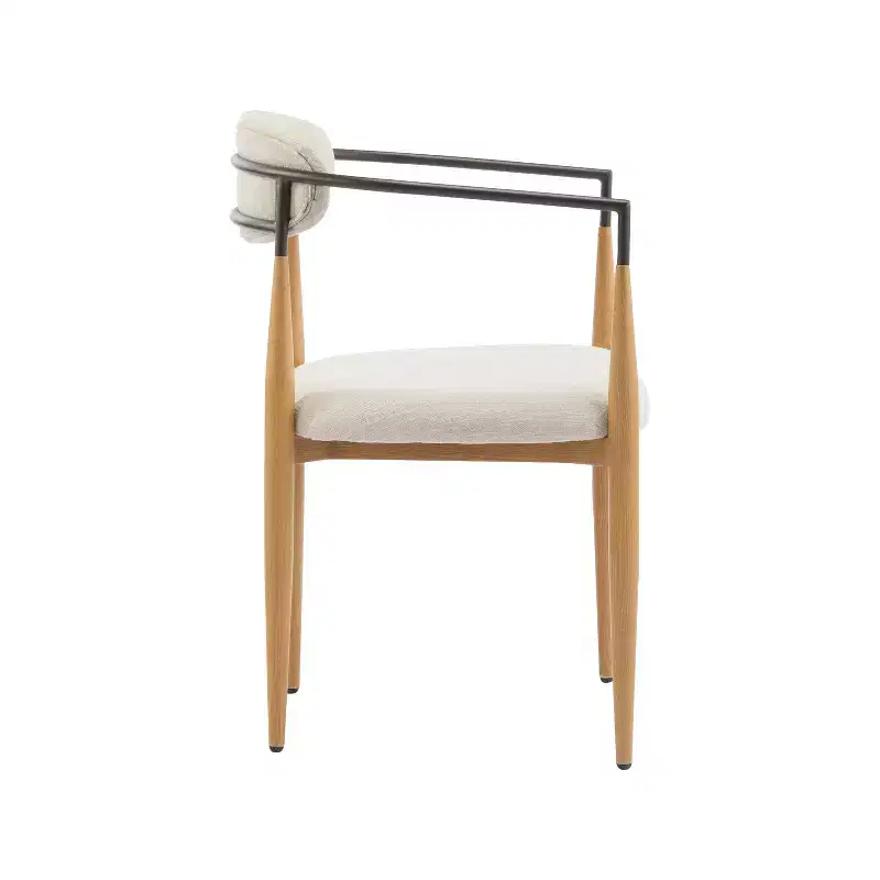 Christopher Knight Home Set of 2 Eva Modern Upholstered Iron Dining Chairs with Curved Open Back Beige/Light Brown