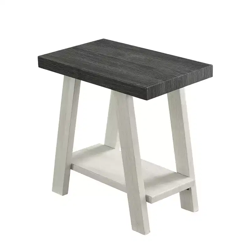 Two-Tone Wood Shelf Side Table – Weathered Charcoal & Beige, MDF, 23.5x14x22 in