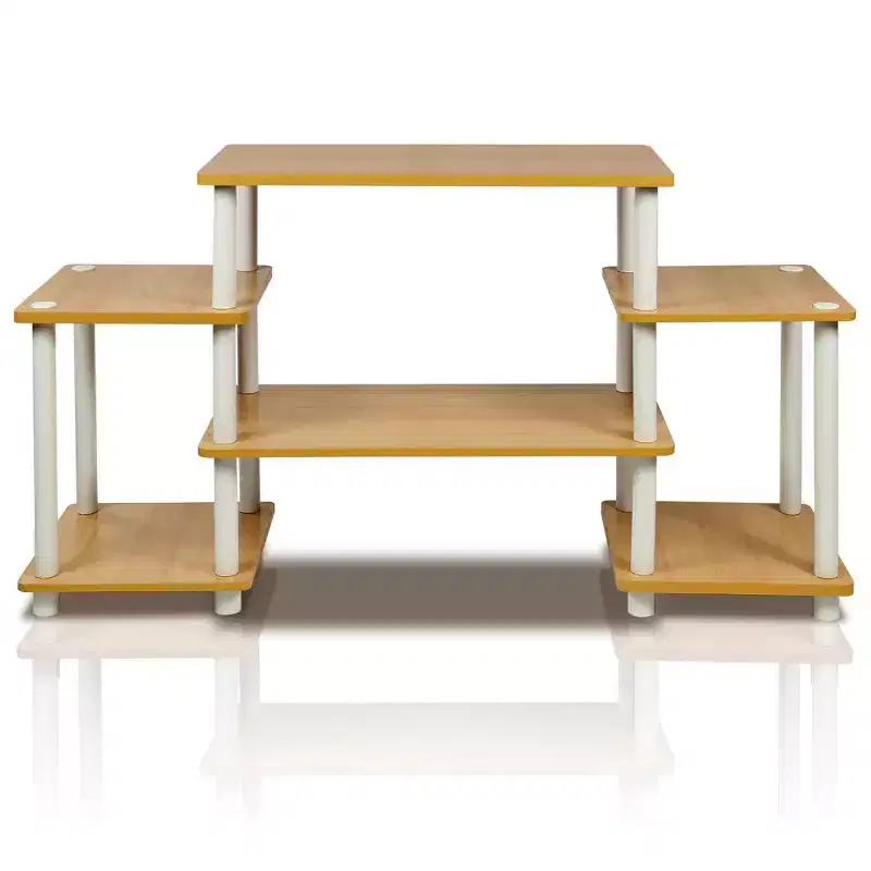 Furinno Simple Design TV Stand for TV's up to 30 Media Center Console Table w/ Open Reversible Shelf No Tools Entertainment Center,Beech/White