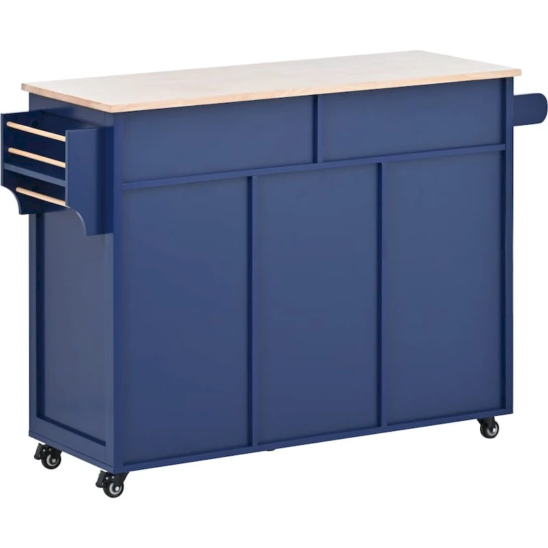 53 in. W Kitchen Island with Countertop and Drawers - N/A