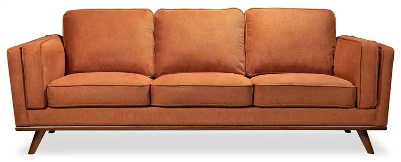 90.6 Linen-Look Fabric Sofa with Wood Base and Legs