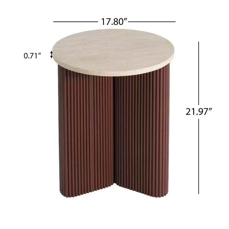 Home Ursule Modern Wood Fluted End Table