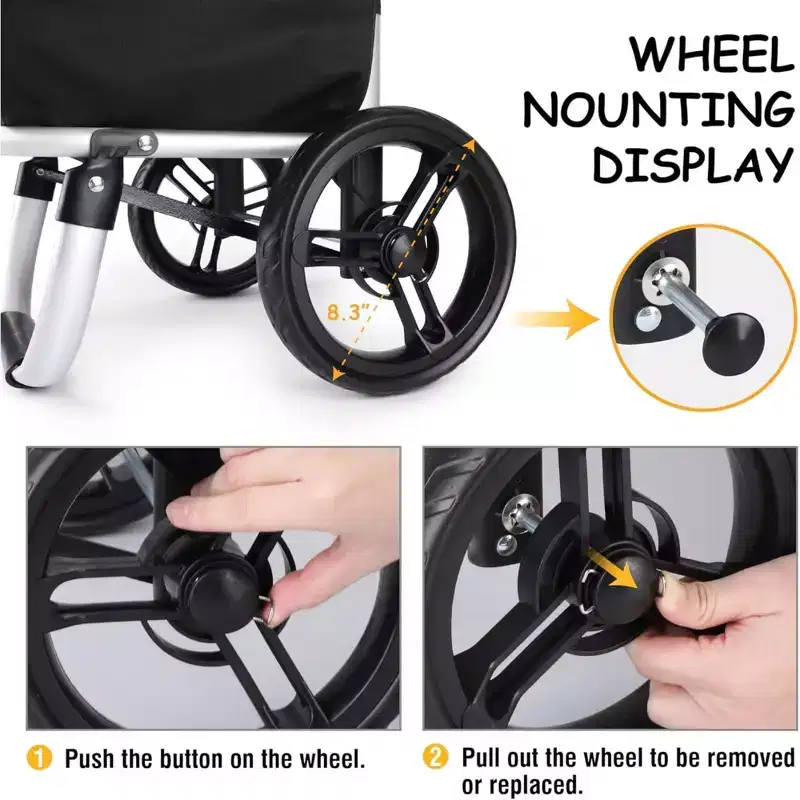 Olympia Tools Aluminum Foldable Utility Shopping Cart w/ Wheels & Removable Bag