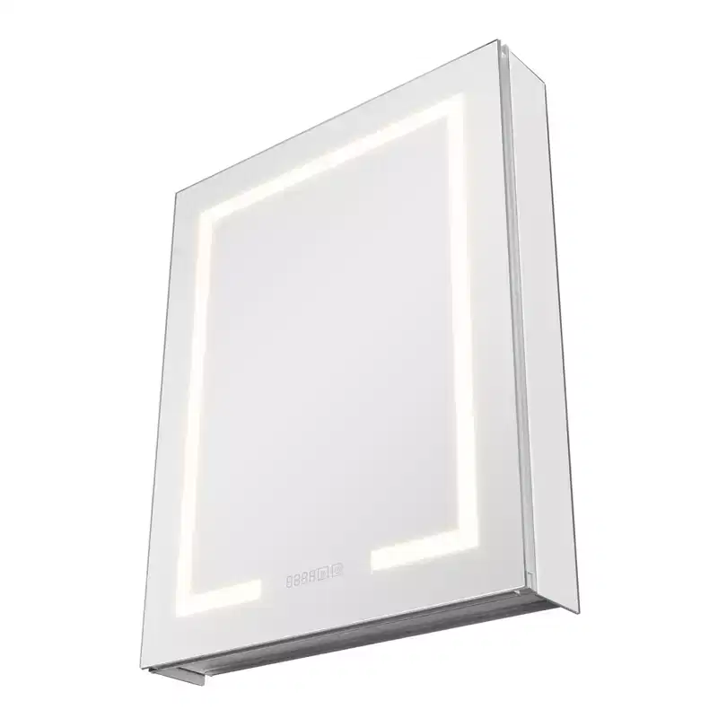 Lighted Medicine Cabinet with Mirror, 24 x 30 in Recessed or Wall Mount, 3 Color Dimmable Bathroom Medicine Cabinet, Silver