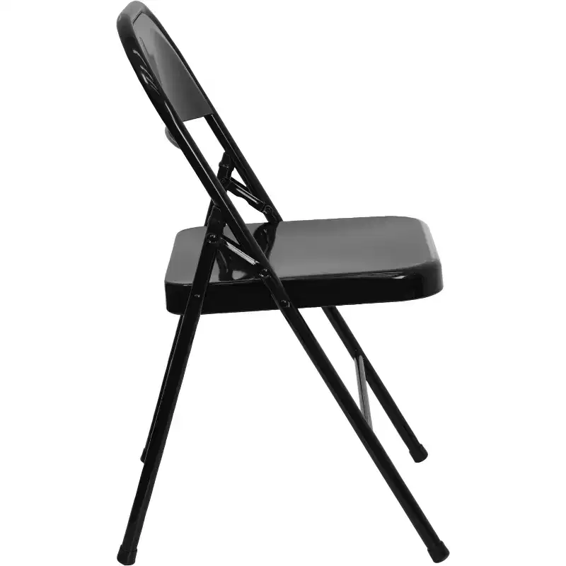 Emma and Oliver 4 Pack Triple Braced & Double Hinged Metal Folding Chair
