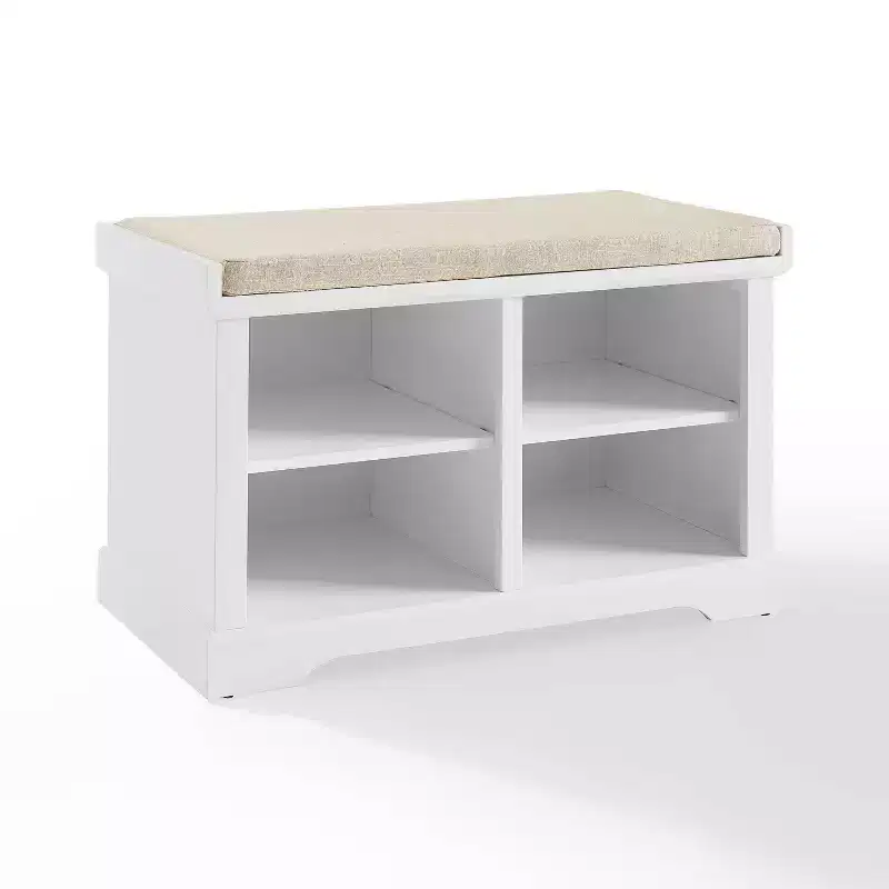 Anderson Storage Bench White - Crosley: Cushioned, Linen Upholstered, Farmhouse Style