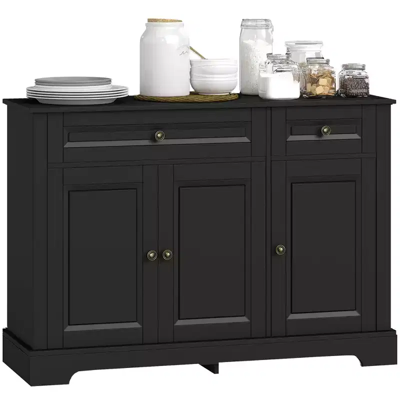 HOMCOM Sideboard Buffet Cabinet, Modern Kitchen Cabinet with 2 Drawers and Adjustable Shelves, Coffee Bar Cabinet for Living Room