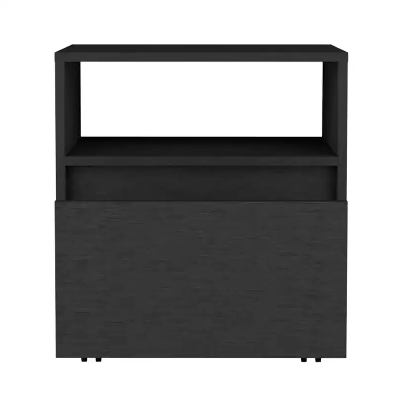 21 Black Wood One Drawer Nightstand