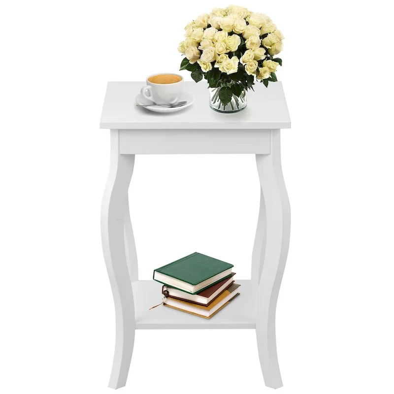 Set of 2 Accent Side Tables with Shelf - 16 x 16 x 24 (L x W x H)