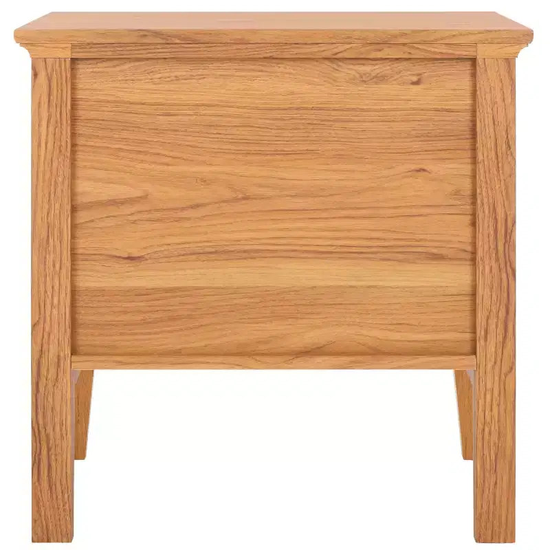 1-Drawer 1-Shelf Nightstand with Gold Pulls, Walnut Finish Bedside Table