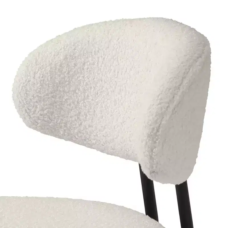 Modern Upholstered Faux Shearling Fabric Counter Height Bar Stools with Back (Set of 2