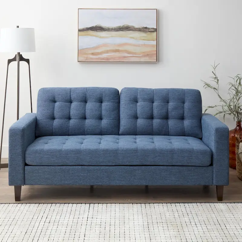 Brookside Brynn 76-in. Square-arm Faux Leather/Velvet/Fabric Sofa