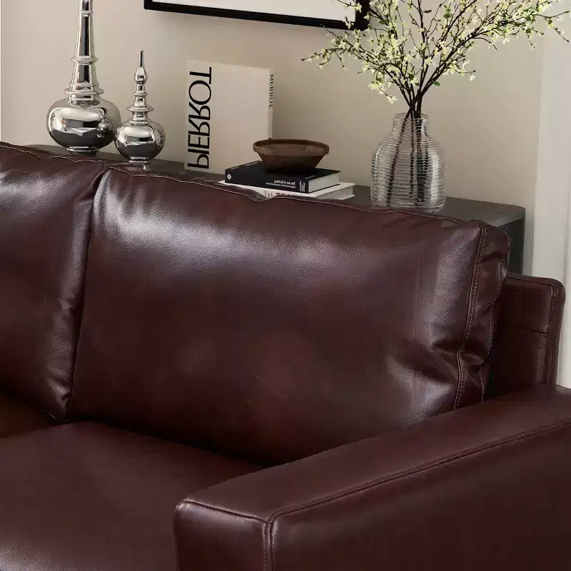 GDFStudio Arvin 112 Modern 3-Seat Faux Leather Upholstered Sectional Sofa with Ottoman