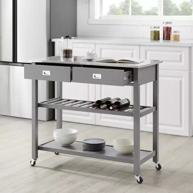 Chloe Stainless Steel Top Kitchen Island Cart - Crosley