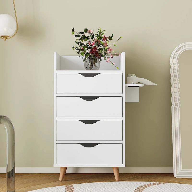 4-Layer Salon Storage Cabinet with 2 Dryer Holders and 4 Drawers