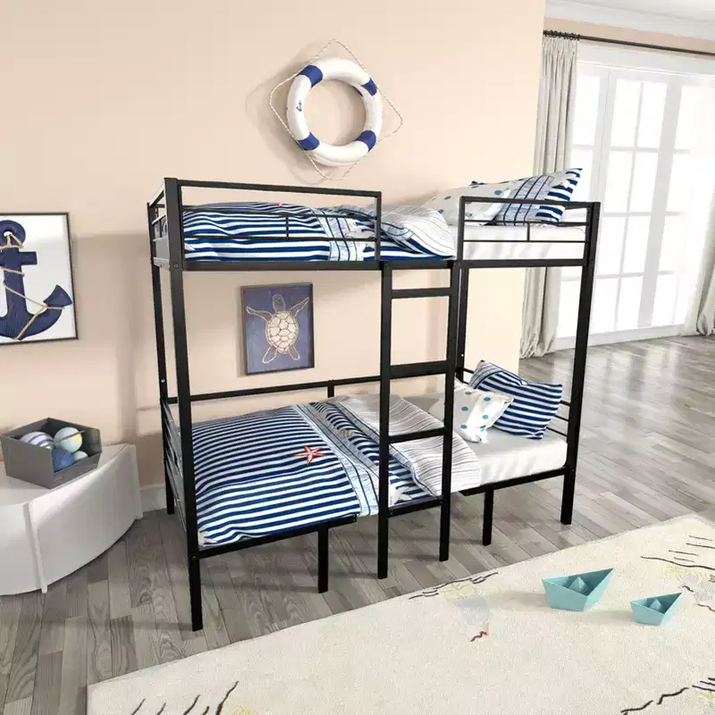 Convertible Twin Over Twin/Full Over Full Loft Bed with Desk, Metal Bunk Beds That Transform into Study Space, Sturdy Loft Bed for Kids, Teens