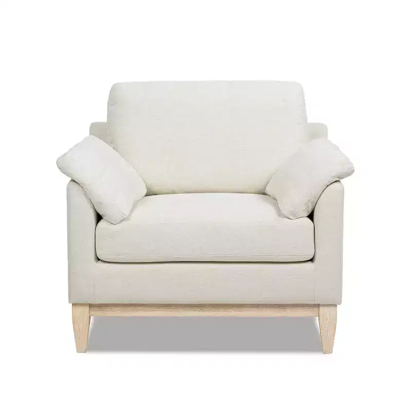 Modern Farmhouse Accent Arm Chair in Flax White Velvet