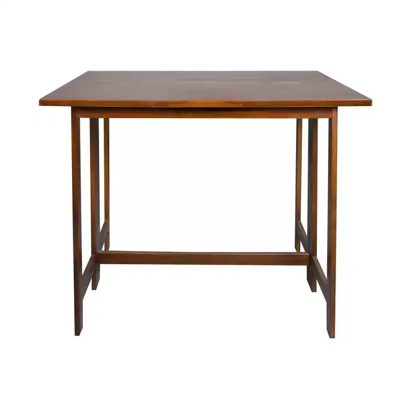 Solid Wood Folding Convertible Console and Dining Table Warm Brown -