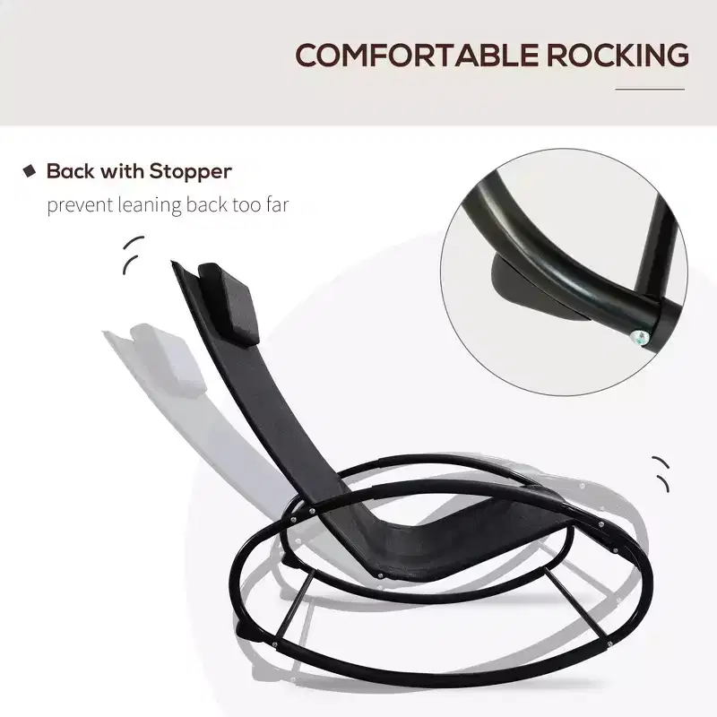 Zero Gravity Rocking Lounge Chair Patio Pool Chaise Recliner with Removable Pillow