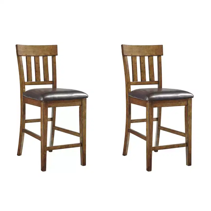 Signature Design by Ashley Ralene Counter Height Upholstered Barstool, Set of 2, Medium Brown