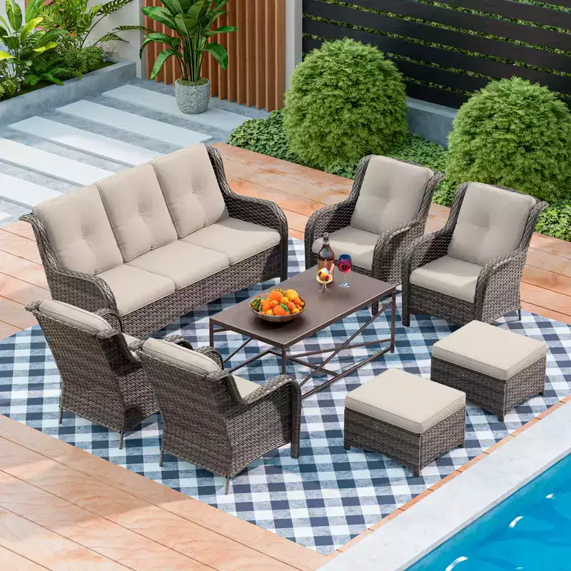 UPTIOT 8-Piece Patio Conversation Sofa Set