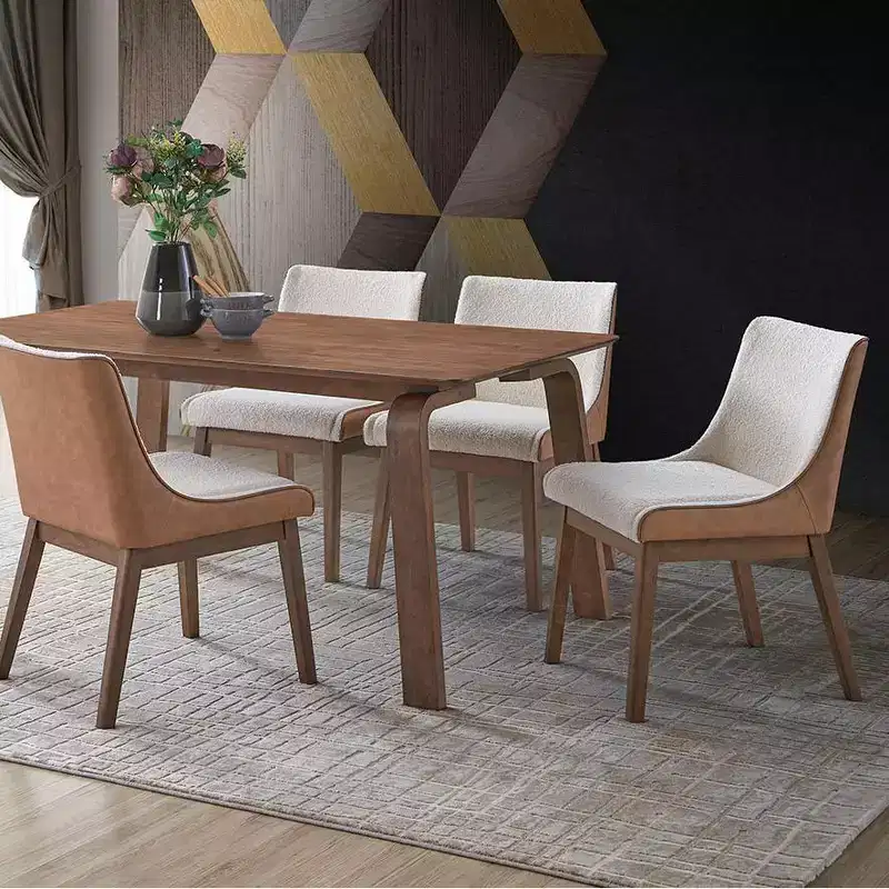 GDFStudio Linda Boucle and Velvet Upholstered Wood Dining Chair (Set of 2)