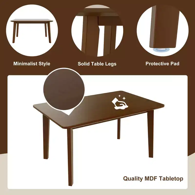 5-Piece Rustic Dining Set with Wood Table and 4 Upholstered Chairs in Espresso