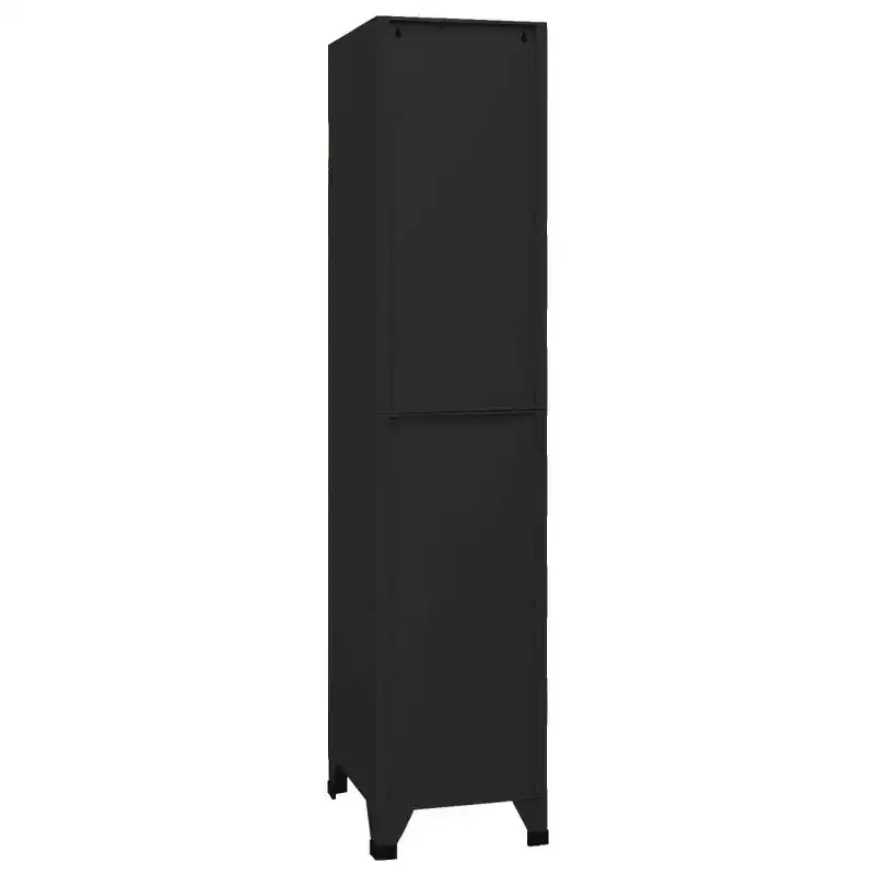 vidaXL Locker Cabinet Black Steel Locker Cabinet Rectangular Modern