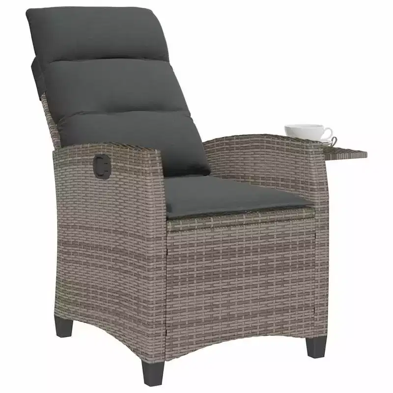 vidaXL Reclining Garden Chair PE rattan, powder-coated steel Medium