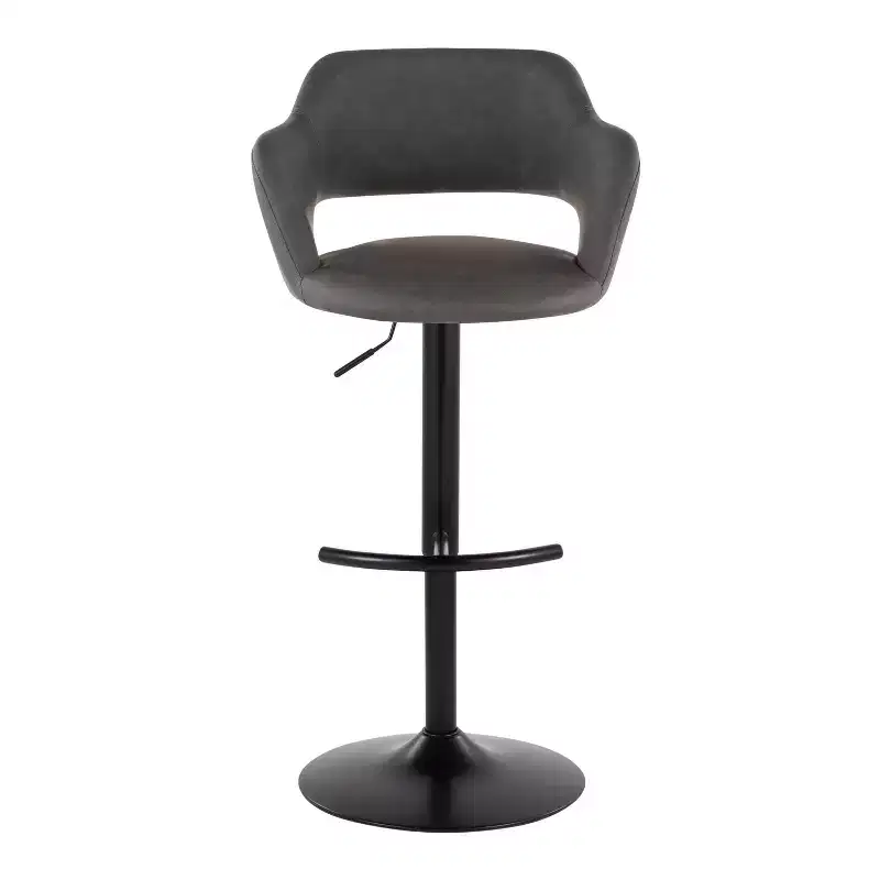 LumiSource Set of 2 Margarite Adjustable Barstools Black PU