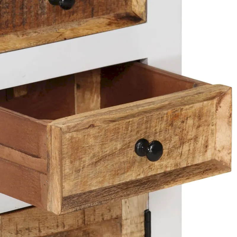 vidaXL Highboard Brown&White 15.7x11.8x43.3 Solid Wood Mango and Acacia - 15.7 x 11.8 x 43.3