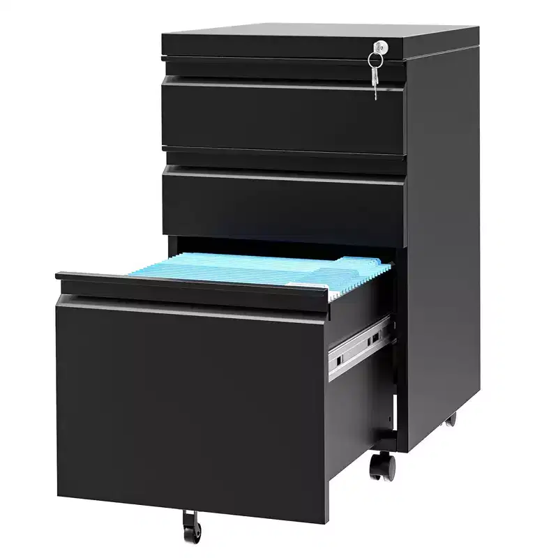 Mobile File Cabinet 3 Drawer, Metal Rolling File Cabinets, Adjustable Shelf, Easy Assembly, for Home, Office