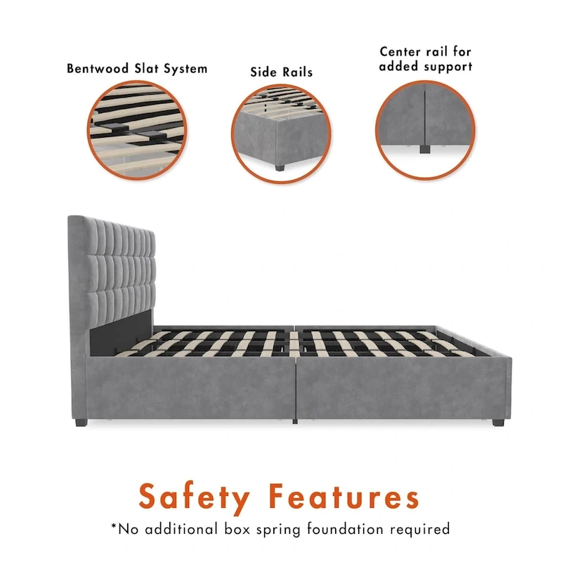 CosmoLiving Serena Upholstered Bed with Drawers