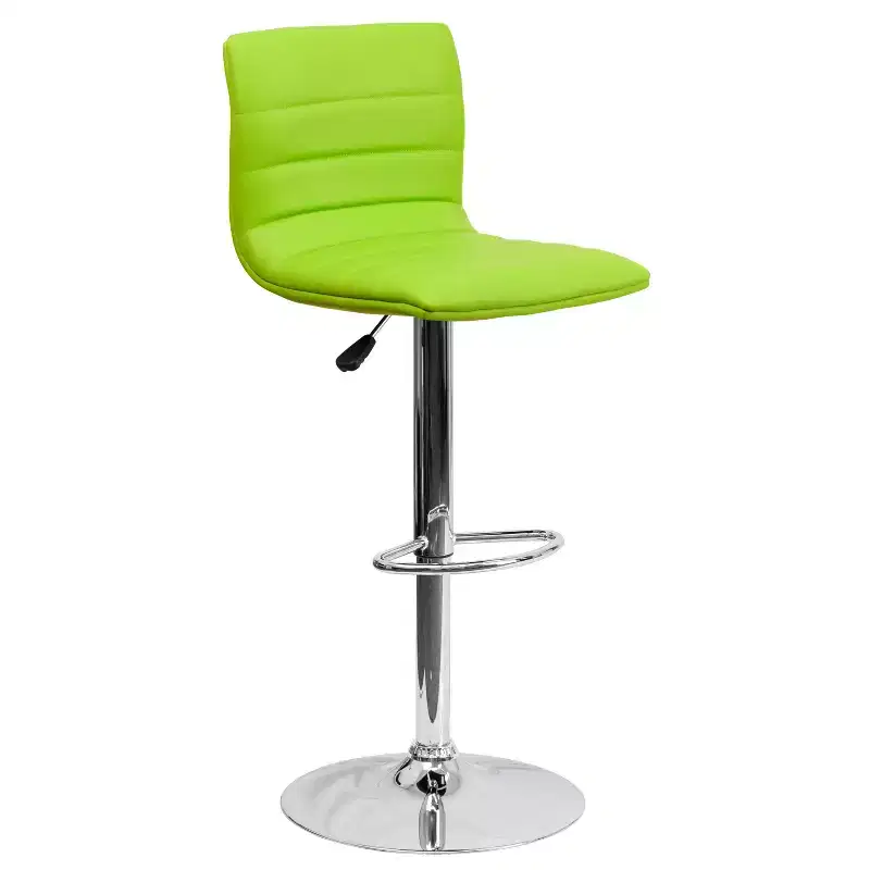 Emma and Oliver Coti Modern Channel Tufted Upholstered Height Adjustable Mid-Back Stool and Pedestal Base with Footrest