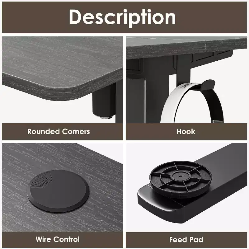 PexFix 48 x 24 Electric Standing Desk Black Desktop Height Adjustable Computer Desk Stand up Home Office Desk with Splice Board