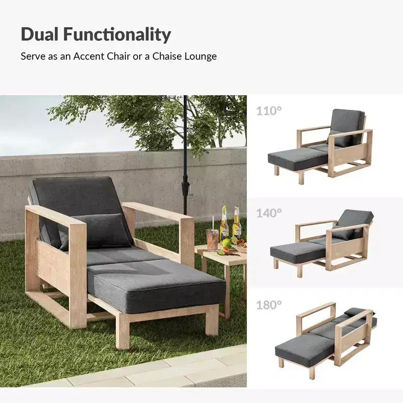 Amilcare Chaise Lounge with Adjustable Backrest Set of 2|HULALA HOME